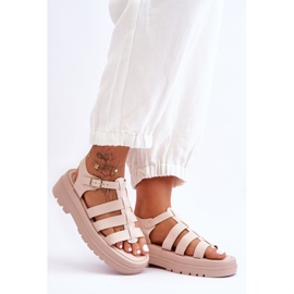 Sandalias De Piel Con Rayas Colet Beige 4