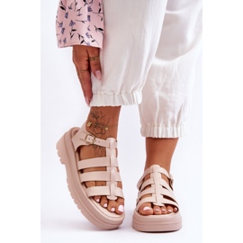 Sandalias De Piel Con Rayas Colet Beige 5