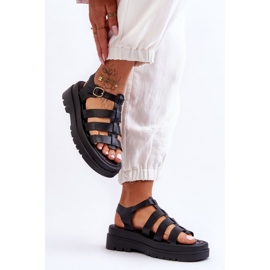 Sandalias De Piel Con Tiras Colet Negras negro 1