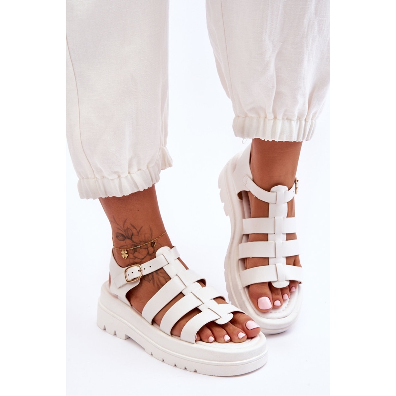 Sandalias De Piel Con Rayas Colet Blancas blanco 1