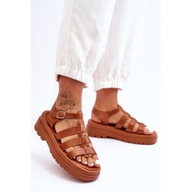Sandalias De Piel Con Tiras De Colet Marrón 6