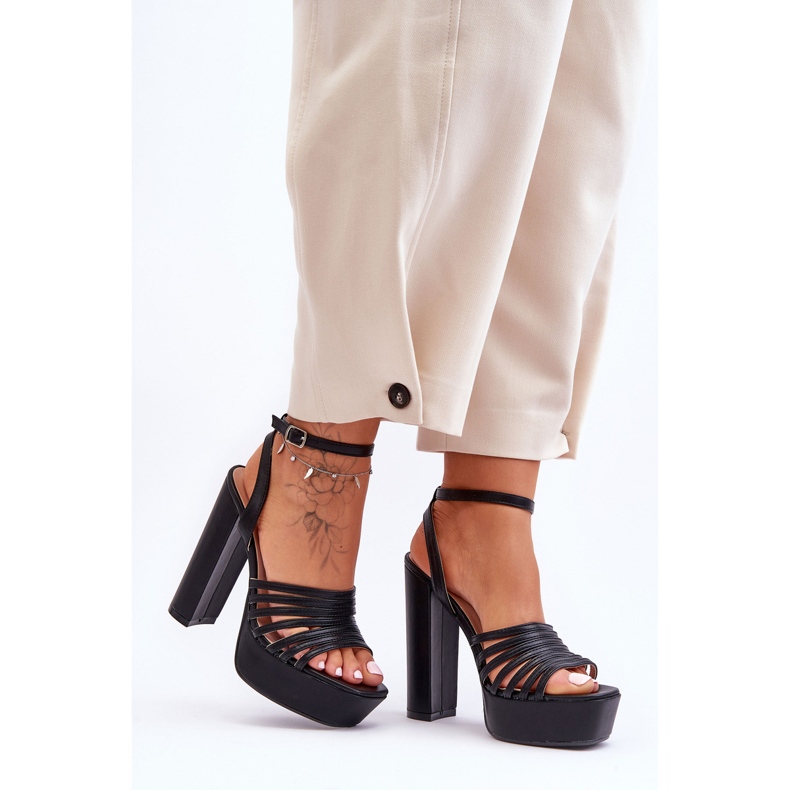 Sandalias De Tacón Alto Maya Negro 2