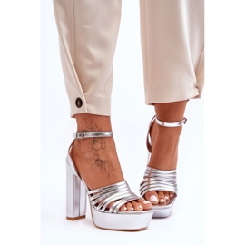 Sandalias De Tacón Alto Plata Maya 1