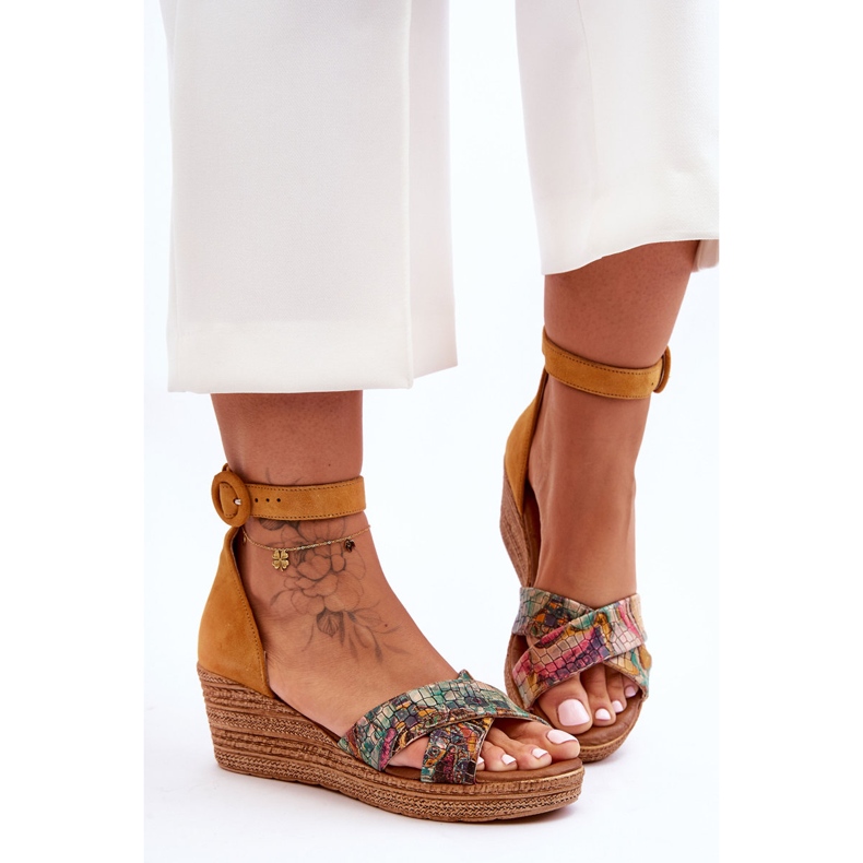 Maciejka Suede Cuña Sandalias 04565-43 Naranja 1