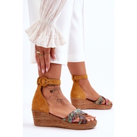 Maciejka Suede Cuña Sandalias 04565-43 Naranja 3