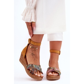 Maciejka Suede Cuña Sandalias 04565-43 Naranja 5