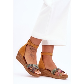 Maciejka Suede Cuña Sandalias 04565-43 Naranja 4