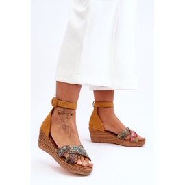 Maciejka Suede Cuña Sandalias 04565-43 Naranja 6