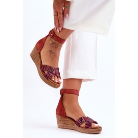 Maciejka Suede Cuña Sandalias 04565-44 Rojo 1