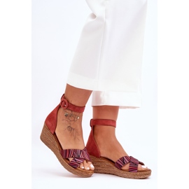 Maciejka Suede Cuña Sandalias 04565-44 Rojo 3