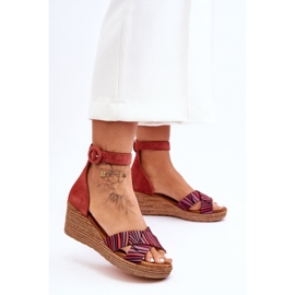 Maciejka Suede Cuña Sandalias 04565-44 Rojo 5