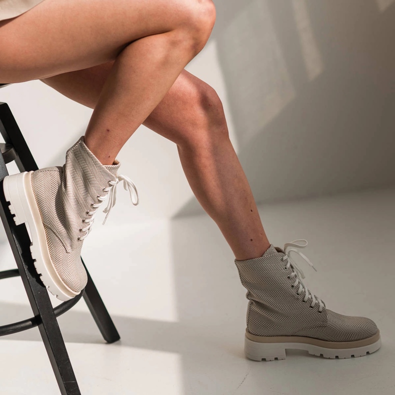 Marco Shoes Botas de tejido de algodón natural beige 1 Marco Shoes Botas de tejido de algodón natural beige 1