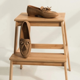 Marco Shoes Mocasines de piel con flecos beige 2