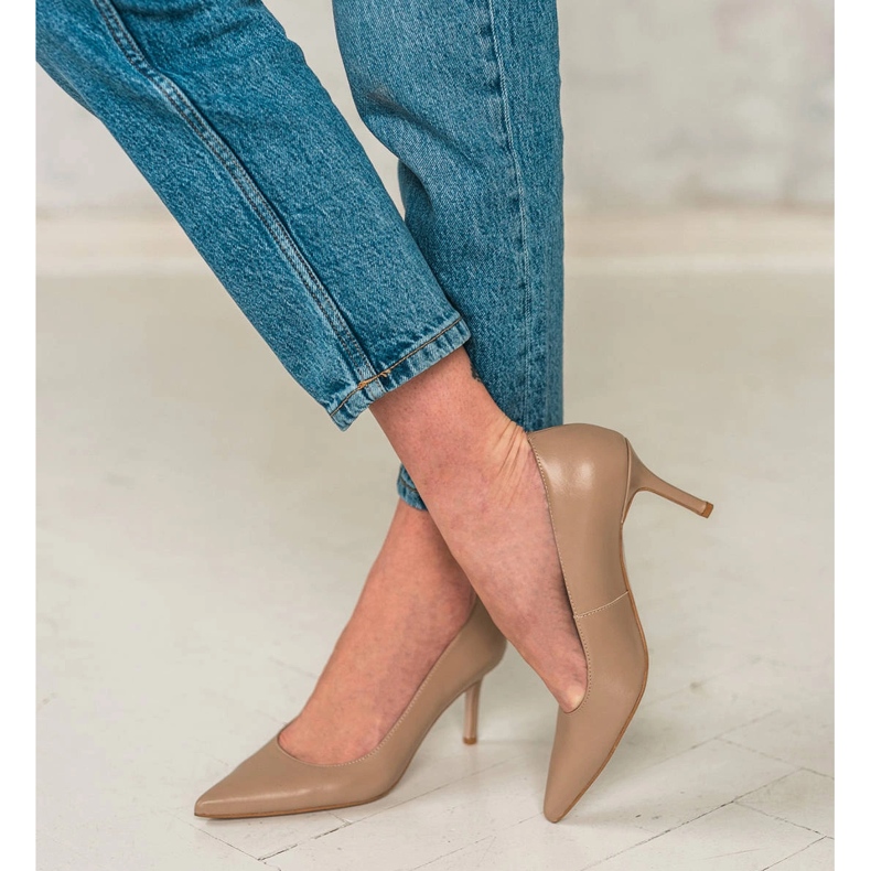 Marco Shoes Tacones de napa beige 2