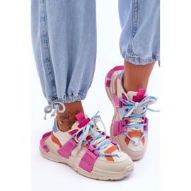 PS1 Deportivas De Mujer Con Cordones De Moda Beige-Rosa ¡Relájate! 1