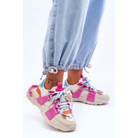 PS1 Deportivas De Mujer Con Cordones De Moda Beige-Rosa ¡Relájate! 8