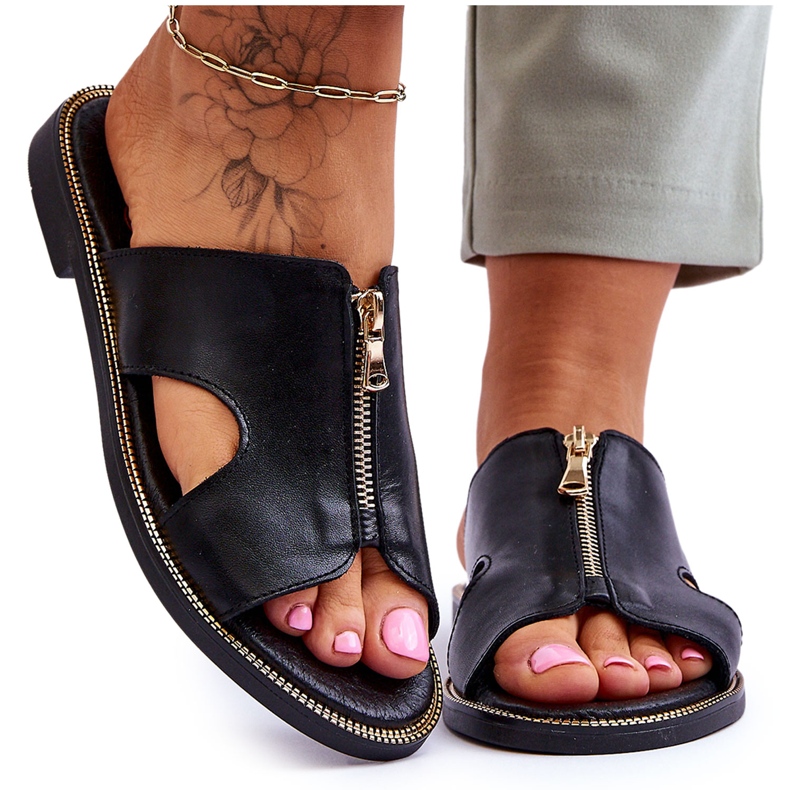 Lemar Pantuflas De Mujer Con Cremallera Decorativa Negro Clarence 4