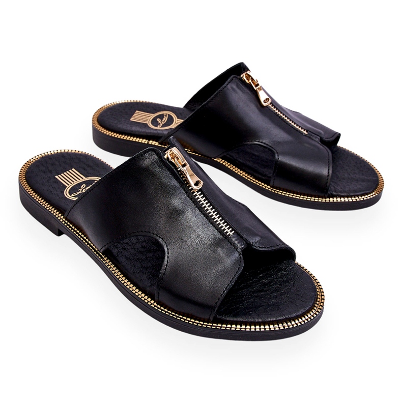 Lemar Pantuflas De Mujer Con Cremallera Decorativa Negro Clarence 3