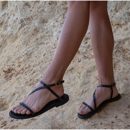 Marco Shoes Sandalias de piel con fondo plano negro 7
