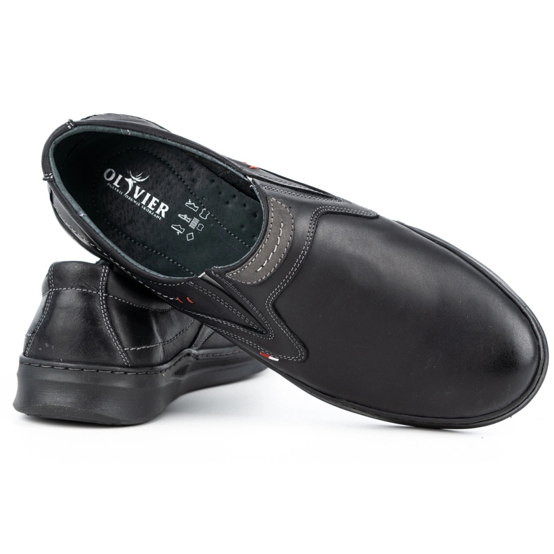 Olivier Zapatos informales sin cordones de piel para hombre 284GT, negro 3