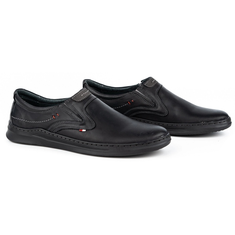 Olivier Zapatos informales sin cordones de piel para hombre 284GT, negro 2