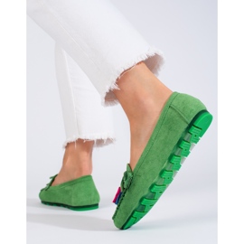 Mocasines boho Shelovet de ante verde con borlas 3