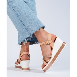 Sandalias mujer cuña Shelovet beige 3