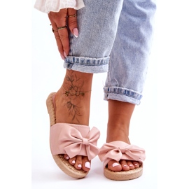 Fashion Zapatillas de mujer de moda con un lazo Estera rosa. rosado 3