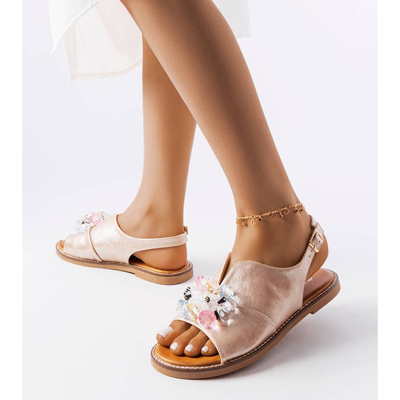 Vinceza Sandalias doradas decoradas con cristales Viinceza dorado 1