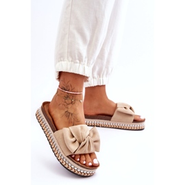 Pantuflas Mujer Ante Lazo Beige Lauria 1 Pantuflas Mujer Ante Lazo Beige Lauria 1