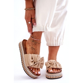 Pantuflas Mujer Ante Lazo Beige Lauria 6