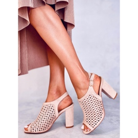Sandalias tacón calado Noise Pink rosado 2