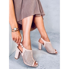 Sandalia tacón calado Noise Beige 4