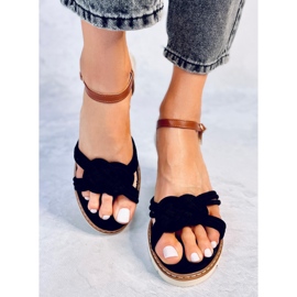 Sandalias cuña Tedder negras negro 2
