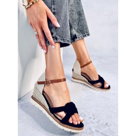 Sandalias cuña Tedder negras negro 4