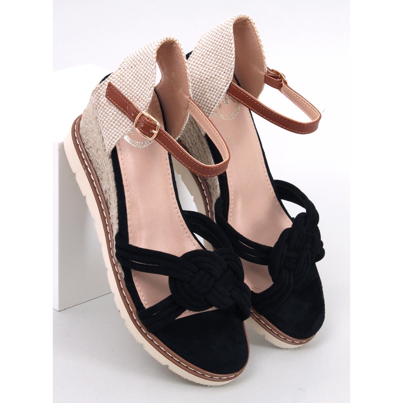 Sandalias cuña Tedder negras negro 1