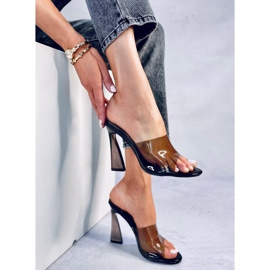 Chanclas Seymour Black con tacón transparente negro 3