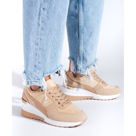Deportivas cuña mujer Shelovet beige 2