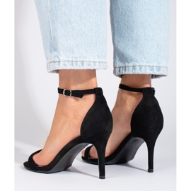 Sandalias de tacón alto en ante negras de Shelovet negro 3