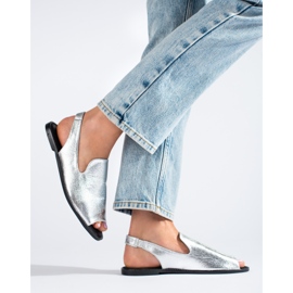 Sandalias de mujer Shelovet open toe plateadas en ante plata 3