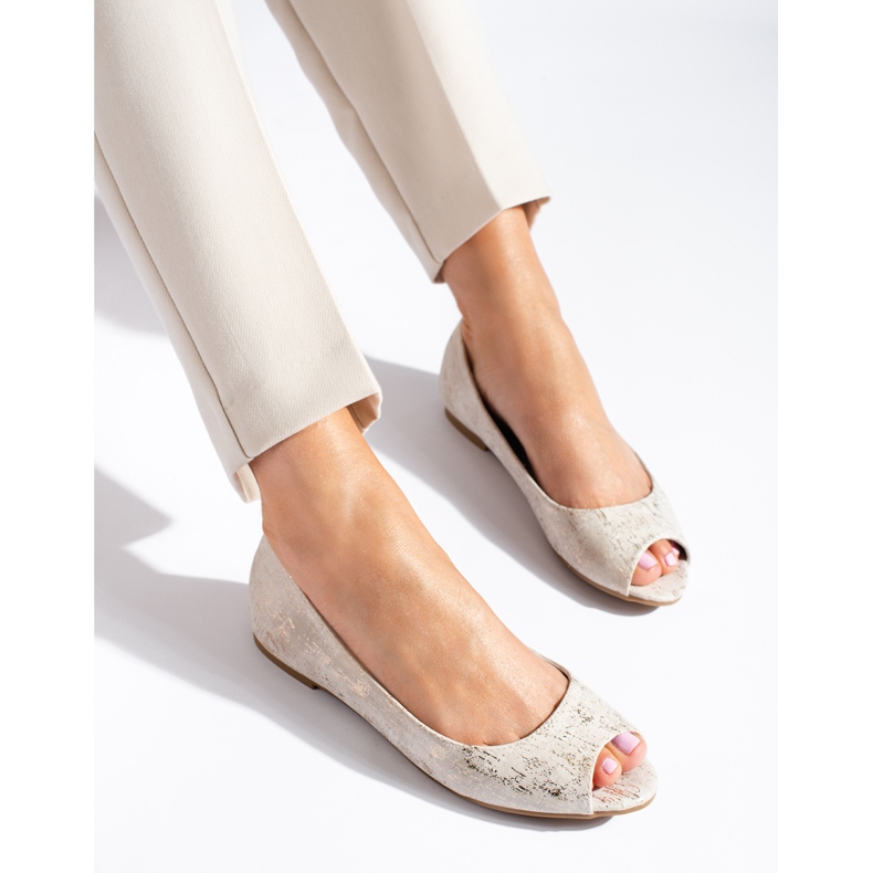 Bailarinas de mujer Shelovet doradas con puntera abierta dorado 1