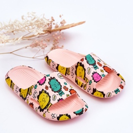 WJ1 Pantuflas Infantiles Espuma Ligera Motivo León Rosa Esther rosado 3