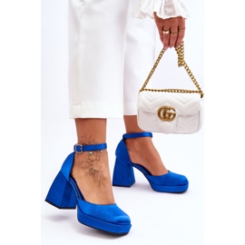 Bombas de moda en tacones masivos azul sandia 1 Bombas de moda en tacones masivos azul sandia 1