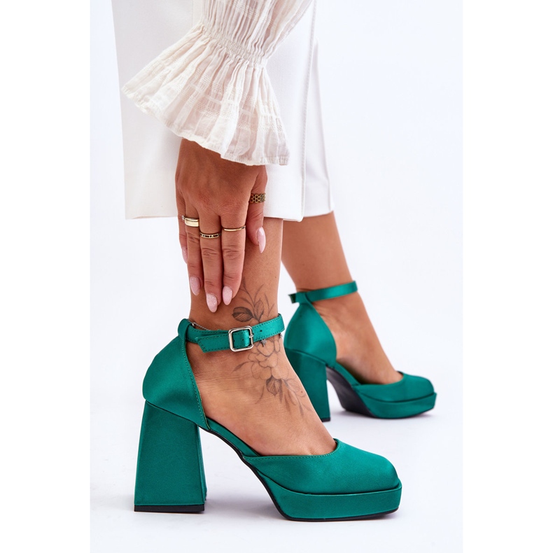 Bombas de moda en tacones masivos verde sandia 2 Bombas de moda en tacones masivos verde sandia 2