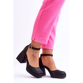 Bombas de moda en tacones masivos negro sandia 5
