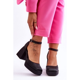 Bombas de moda en tacones masivos negro sandia 6