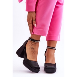 Bombas de moda en tacones masivos con circonitas Black Adel negro 1 Bombas de moda en tacones masivos con circonitas Black Adel negro 1