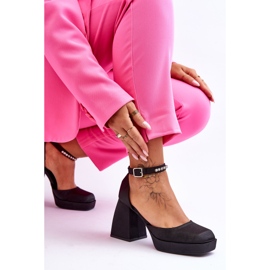 Bombas de moda en tacones masivos con circonitas Black Adel negro 3