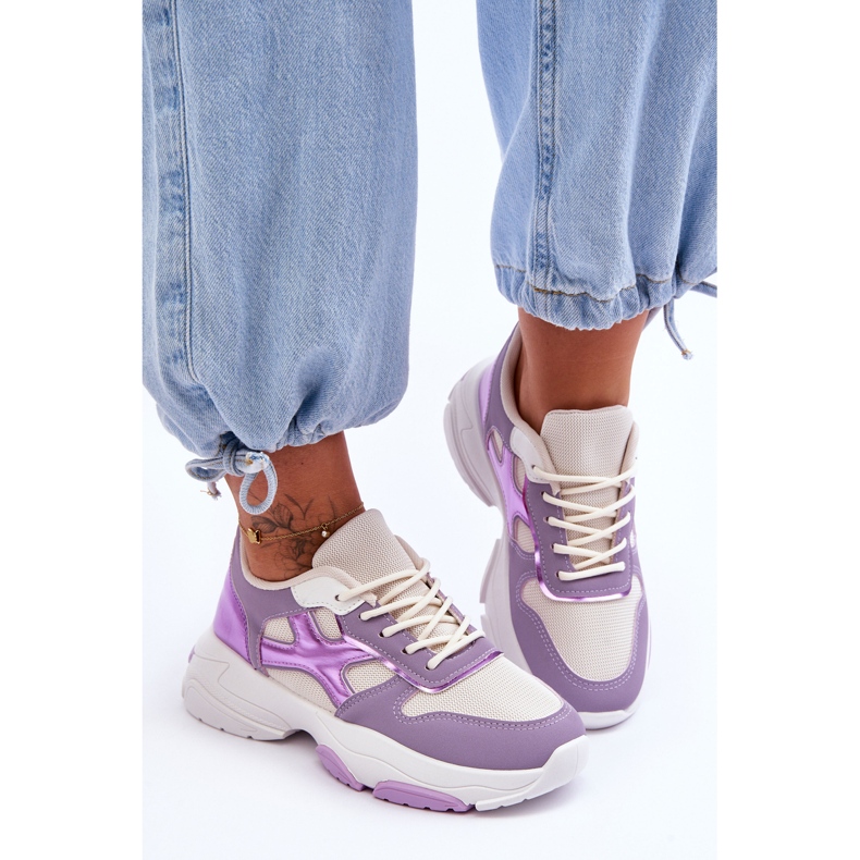 PS1 Zapatillas Cordones Cortes de mujer Morado violeta 1
