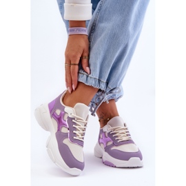 PS1 Zapatillas Cordones Cortes de mujer Morado violeta 7